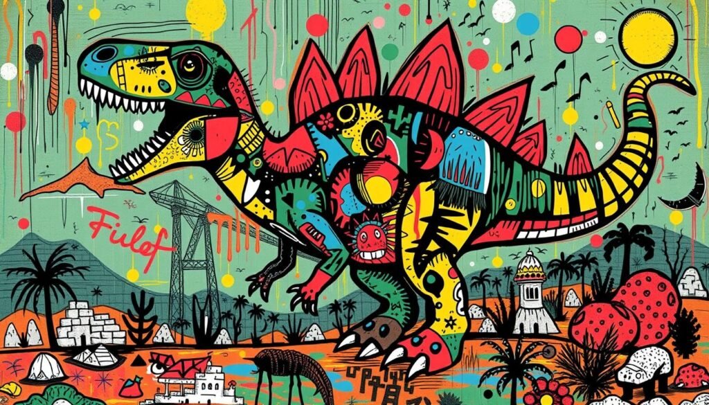 Basquiat dinosaur artwork