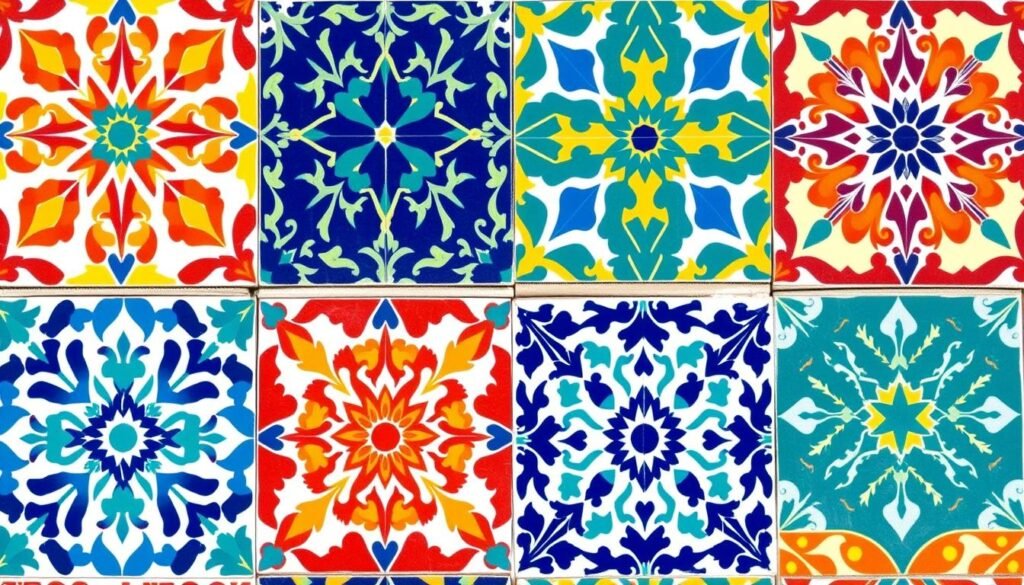 Zellige tiles in colorful patterns